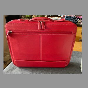 Levenger Red Leather Computer Bag/Laptop Case, NWOT, Excellent Condition